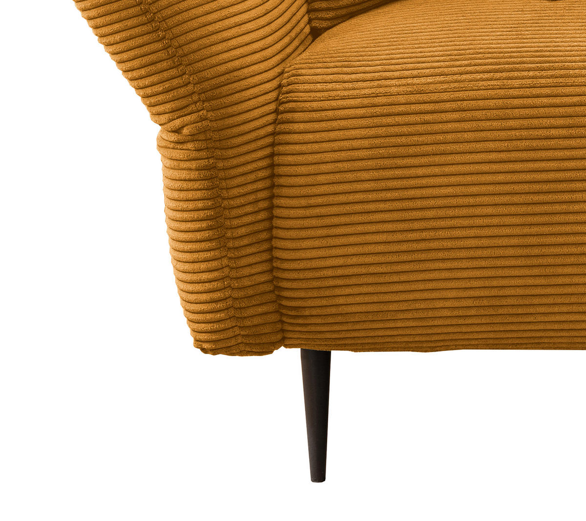 ECKSOFA in Cord Goldfarben  - Goldfarben/Schwarz, Design, Textil/Metall (256/256cm) - Livetastic