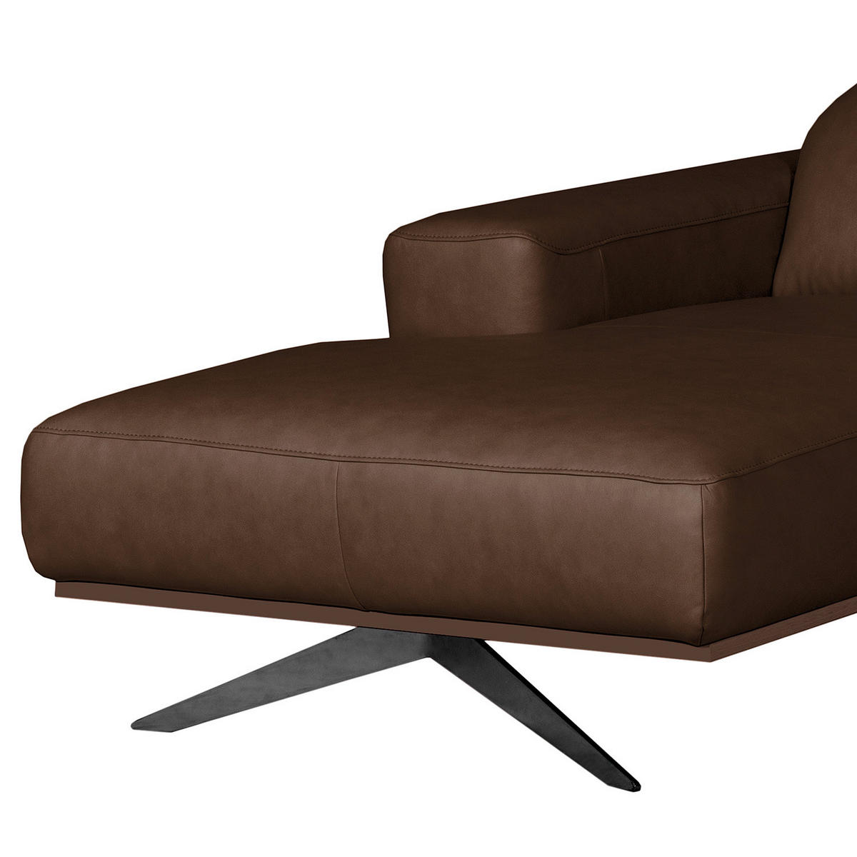 ECKSOFA  in Echtleder Dunkelbraun  187/295 cm  - Dunkelbraun/Schwarz, Design, Leder/Metall (187/295cm) - Livetastic