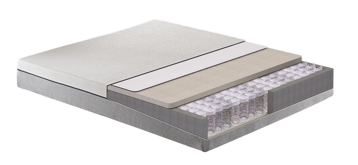 TASCHENFEDERKERNMATRATZE DREAM BOX PRO 180/200 cm Höhe ca. 24 cm 3 -Zonen - Weiß/Grau, Basics, Textil (180/200cm) - Yatas