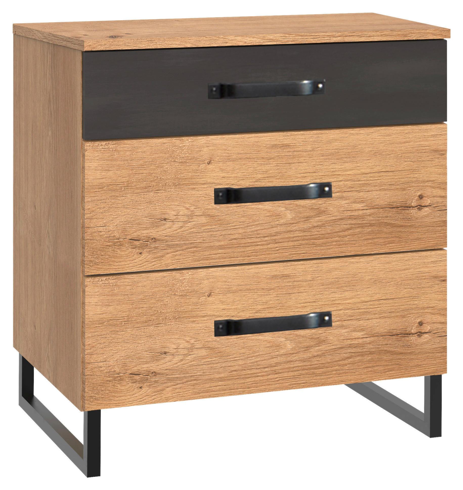 NACHTSCHRANK 53/70/40 cm  - Eichefarben/Graphitfarben, Basics, Holzwerkstoff/Metall (53/70/40cm) - MID.YOU