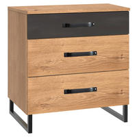 NACHTKÄSTCHEN in Graphitfarben, Eichefarben  - Eichefarben/Graphitfarben, Basics, Holzwerkstoff/Metall (53/70/40cm) - MID.YOU