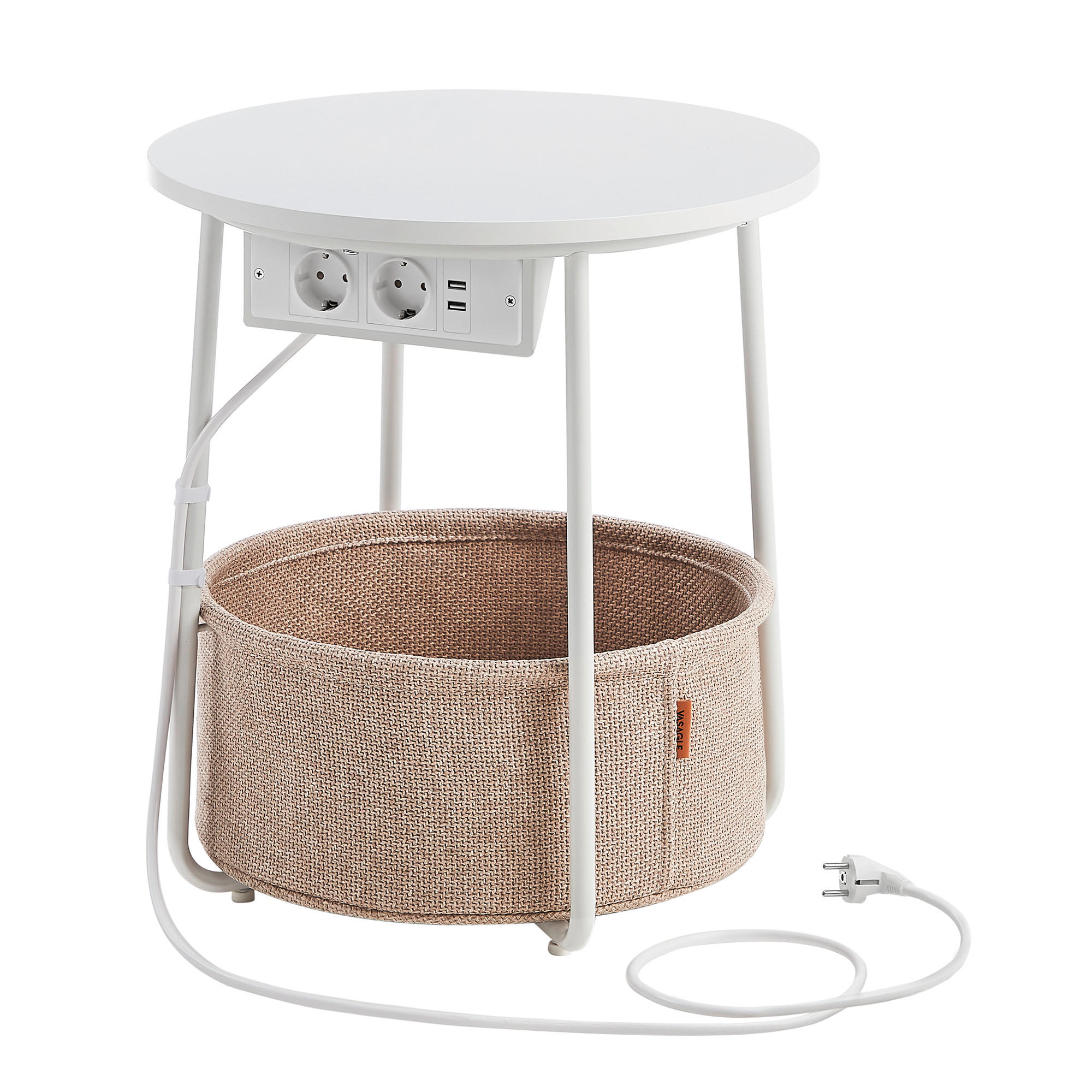 BEISTELLTISCH Weiß, Beige rund  - Beige/Schwarz, Trend, Holzwerkstoff/Textil (45/50/45cm) - MID.YOU