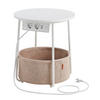 BEISTELLTISCH Weiß, Beige rund  - Beige/Schwarz, Trend, Holzwerkstoff/Textil (45/50/45cm) - MID.YOU