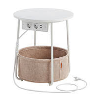 BEISTELLTISCH Weiß, Beige rund  - Beige/Schwarz, Trend, Holzwerkstoff/Textil (45/50/45cm) - MID.YOU