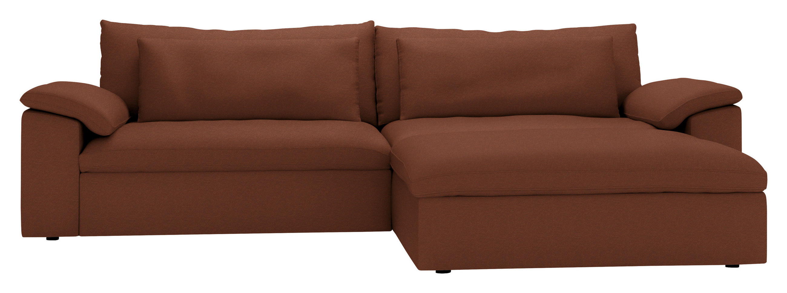 ECKSOFA  Chenille Rostfarben  - Rostfarben/Schwarz, Modern, Kunststoff/Textil (306/198cm) - Carryhome