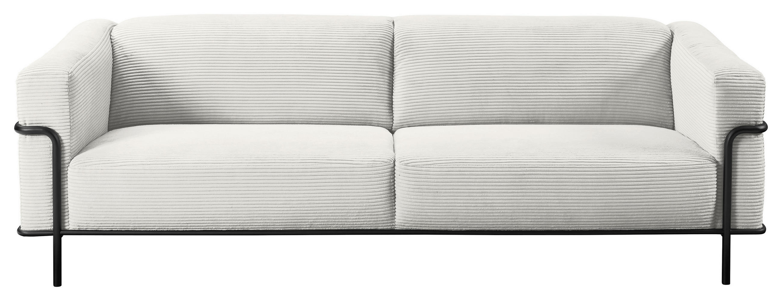 3-SITZER-SOFA Cord Weiß  - Schwarz/Weiß, Design, Textil/Metall (236/67/96cm) - Johann Jakob