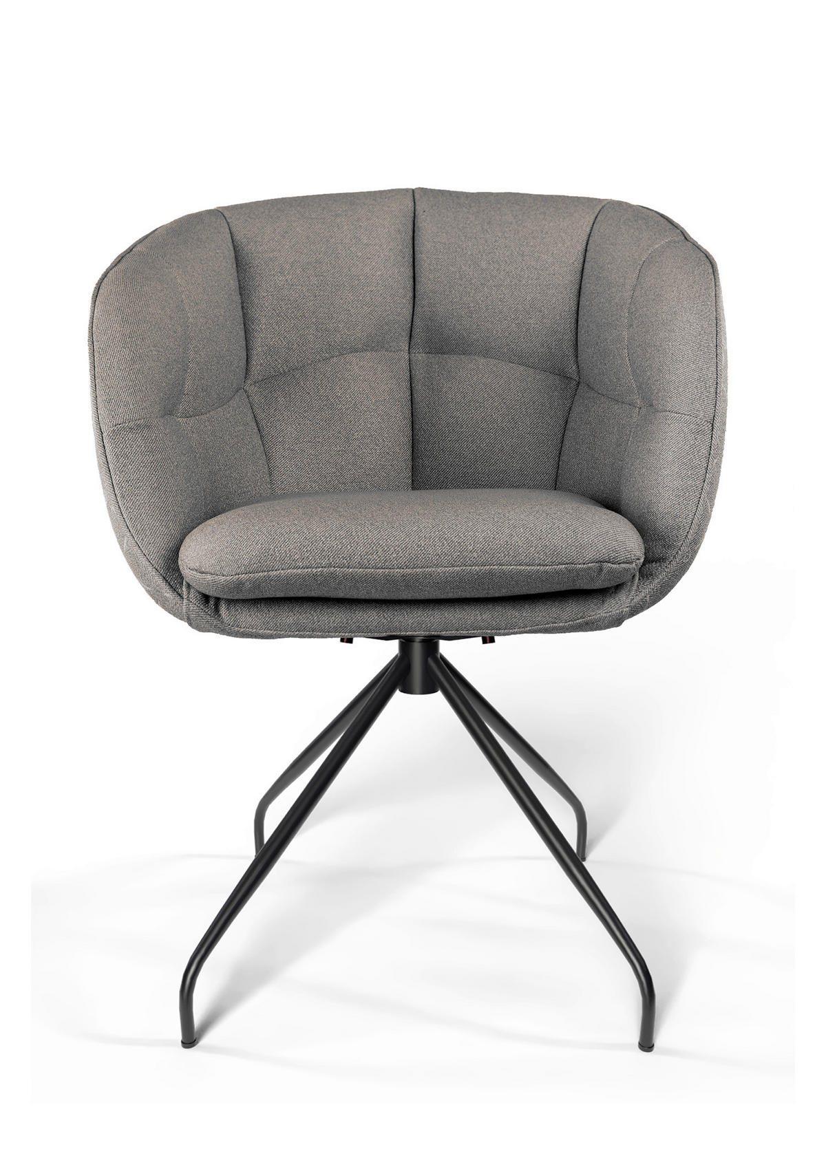 ARMLEHNSTUHL  Sitzfläche 360° drehbar, Gestellauswahl, automatische Rückholfunktion, ergonomische Rückenlehne, Stoff-/Lederauswahl Jacquard  Graubraun  - Graubraun/Schwarz, Design, Textil/Metall (62/81/63cm) - Dieter Knoll