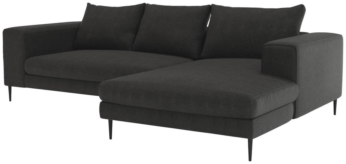 ECKSCHLAFSOFA in Struktur Graphitfarben  - Schwarz/Graphitfarben, Modern, Textil/Metall (315/170cm) - Trendmanufaktur