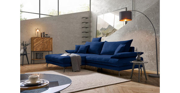 ECKSOFA in Mikrofaser Dunkelblau 176/292 cm - Schwarz/Dunkelblau, MODERN, Textil/Metall (176/292cm) - Carryhome