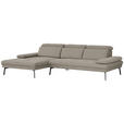 ECKSOFA Ottomane links, Eckteil  More_LZ Grau Webstoff  - Schwarz/Grau, Design, Textil/Metall (188/296cm) - Xora