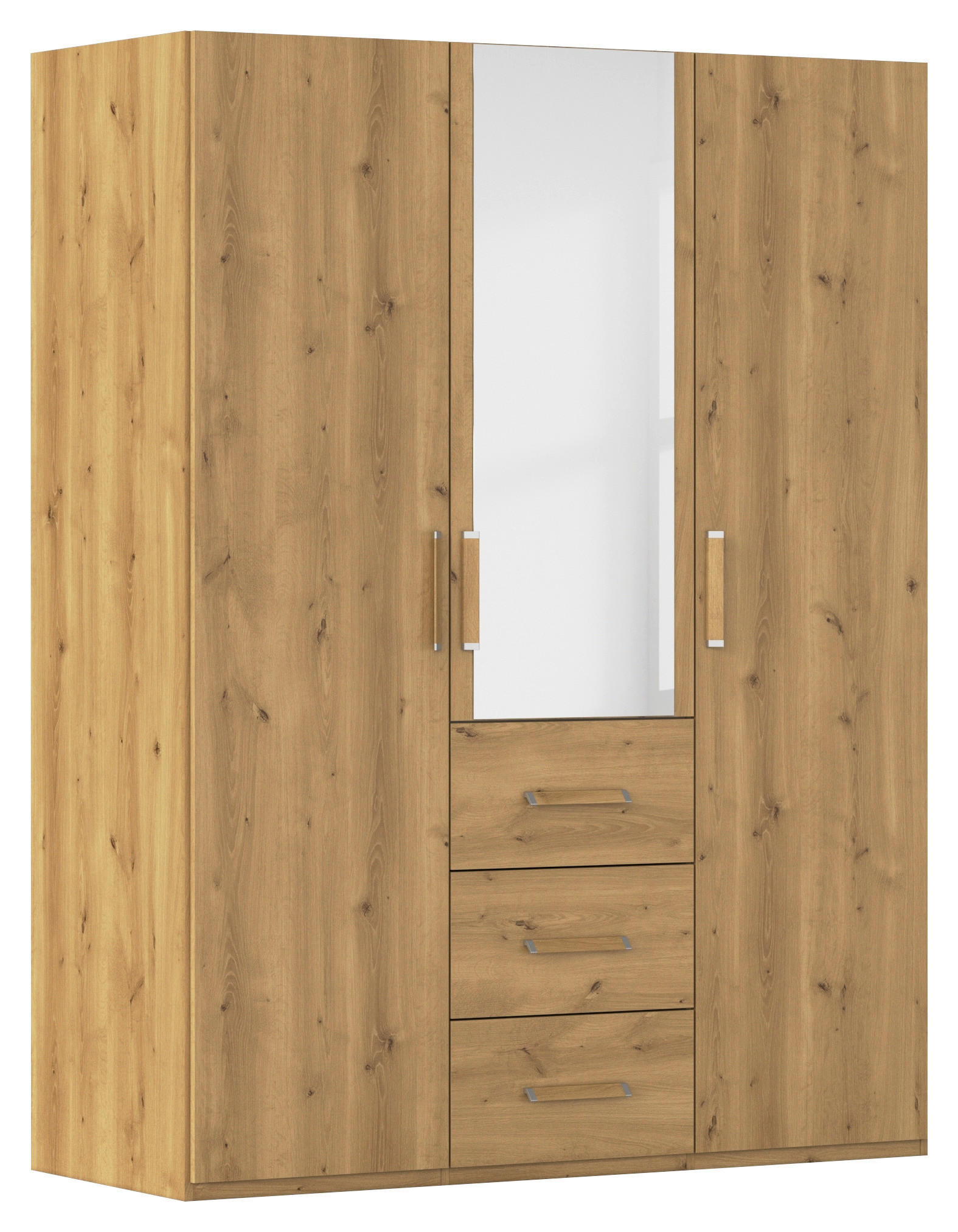 DREHTÜRENSCHRANK 151/197/60 cm 3-türig Eichefarben  - Eichefarben, Design, Glas/Holzwerkstoff (151/197/60cm) - Novel
