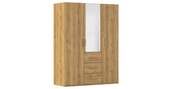 DREHTÜRENSCHRANK in Eichefarben - Eichefarben, Design, Glas/Holzwerkstoff (151/197/60cm) - Novel