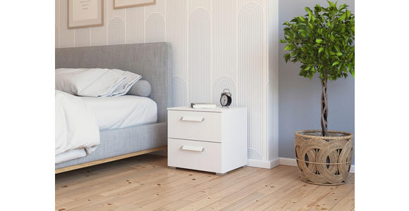 NACHTSCHRANK 50/49/42 cm  - Silberfarben/Weiß, Design, Holzwerkstoff/Metall (50/49/42cm) - Novel