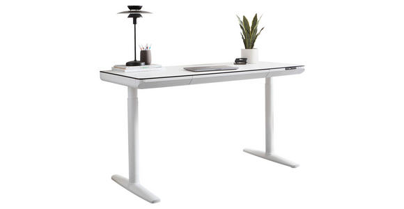 SCHREIBTISCH 140/70/73-118 cm in Weiß - Weiß, Design, Holzwerkstoff/Kunststoff (140/70/73-118cm) - Novel