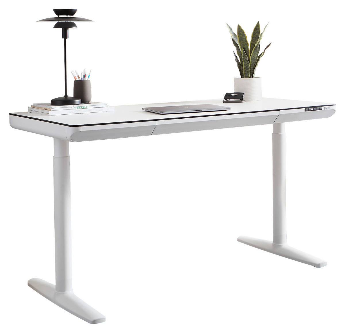 SKRIVBORD 140/70/73-118 cm  i vit  - vit, Design, metall/trämaterial (140/70/73-118cm) - Novel