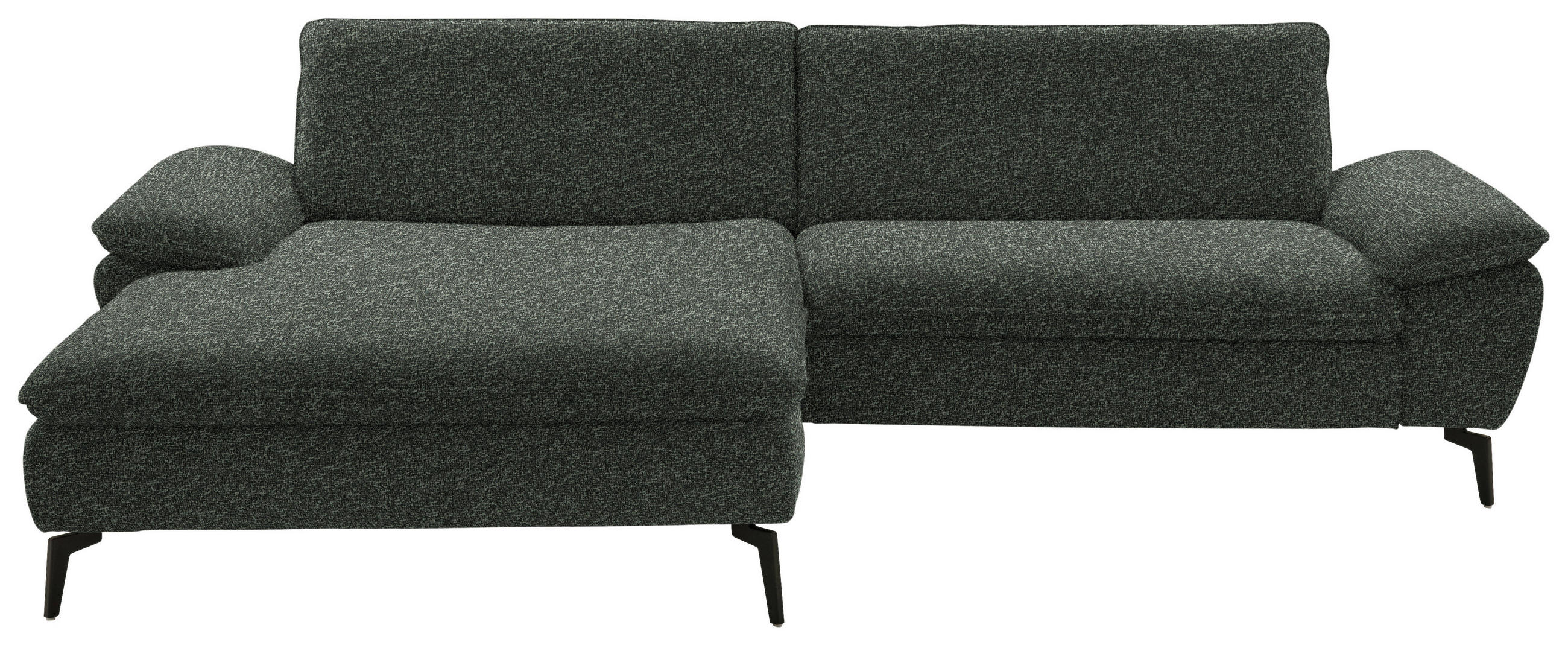 ECKSOFA in Webstoff Dunkelgrün  - Dunkelgrün/Schwarz, Design, Textil/Metall (197/295cm) - Valdera