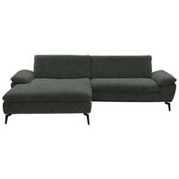 ECKSOFA in Webstoff Dunkelgrün  - Dunkelgrün/Schwarz, Design, Textil/Metall (197/295cm) - Valdera