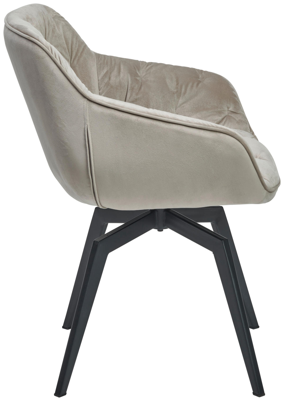 ARMLEHNSTUHL  Sitzfläche 360° drehbar, inklusive Armlehnen Samt  - Hellbraun/Schwarz, Modern, Textil/Metall (60/84/64cm) - Livetastic