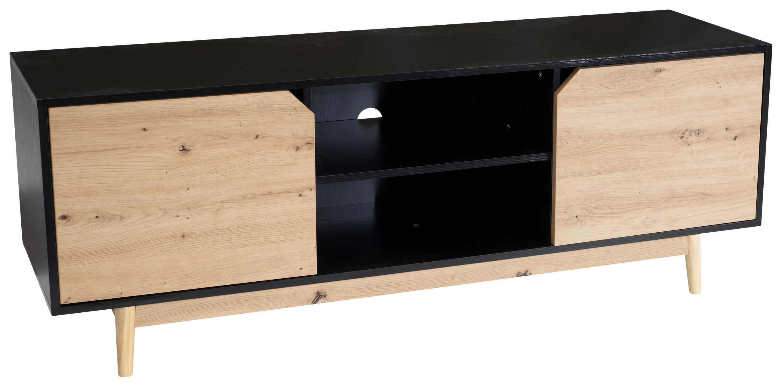 LOWBOARD  in 150/55/40 cm  - Eichefarben/Schwarz, Design, Holz/Holzwerkstoff (150/55/40cm) - Livetastic