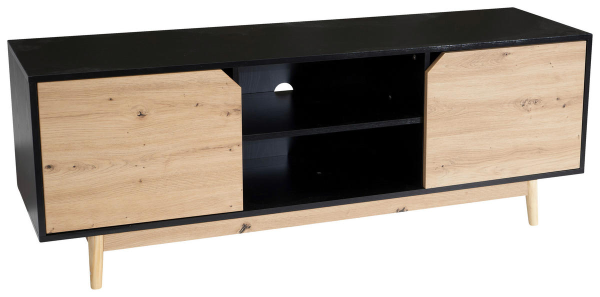LOWBOARD  in 150/55/40 cm  - Eichefarben/Schwarz, Design, Holz/Holzwerkstoff (150/55/40cm) - Livetastic