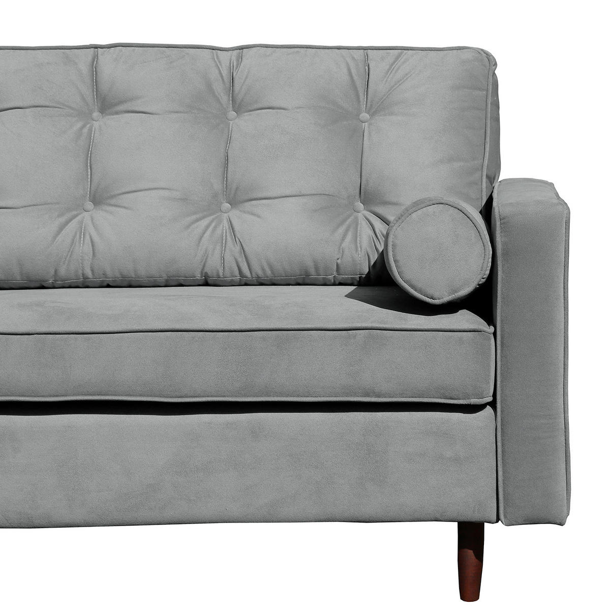 ECKSOFA VANCOUVER in Mikrofaser Anthrazit Zierkissen, Rückenkissen  169/240 cm  - Anthrazit/Braun, Design, Holz/Textil (169/240cm) - P & B