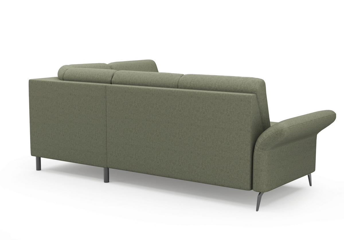 ECKSOFA ROCHELLE E Olivgrün Flachgewebe  - Schwarz/Olivgrün, KONVENTIONELL, Textil/Metall (240/216cm) - Sit & More