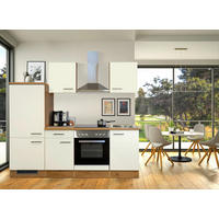 KÜCHENBLOCK 220 cm   in Eichefarben, Magnolie  - Eichefarben/Magnolie, MODERN, Holzwerkstoff/Metall (220cm) - FlexWell