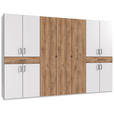 DREHTÜRENSCHRANK  in Weiß, Plankeneiche  - Plankeneiche/Schwarz, KONVENTIONELL, Holzwerkstoff/Kunststoff (313/208/58cm) - Carryhome