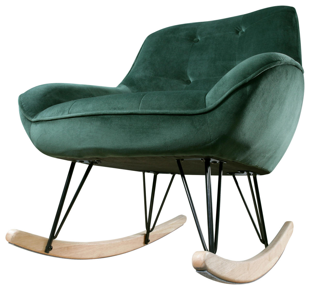 STOLICA ZA LJULJANJE drvo, metal, tekstil  zelena, prirodne boje, crna   - zelena/prirodne boje, Moderno, drvo/metal (83/94/73cm)