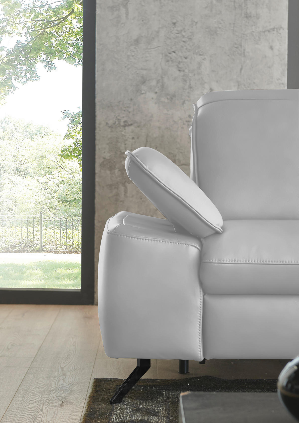 ECKSOFA  Echtleder Weiss  - Weiss/Schwarz, Design, Leder/Metall (307/169cm) - Beldomo Premium
