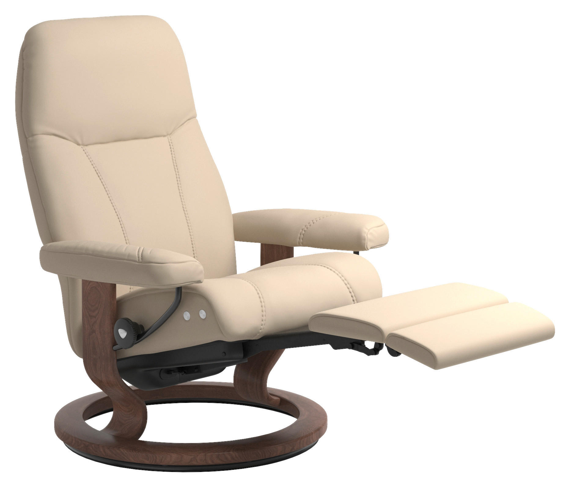 RELAXSESSEL in Leder Creme  - Walnussfarben/Creme, Natur, Leder/Holz (85/100/77cm) - Stressless
