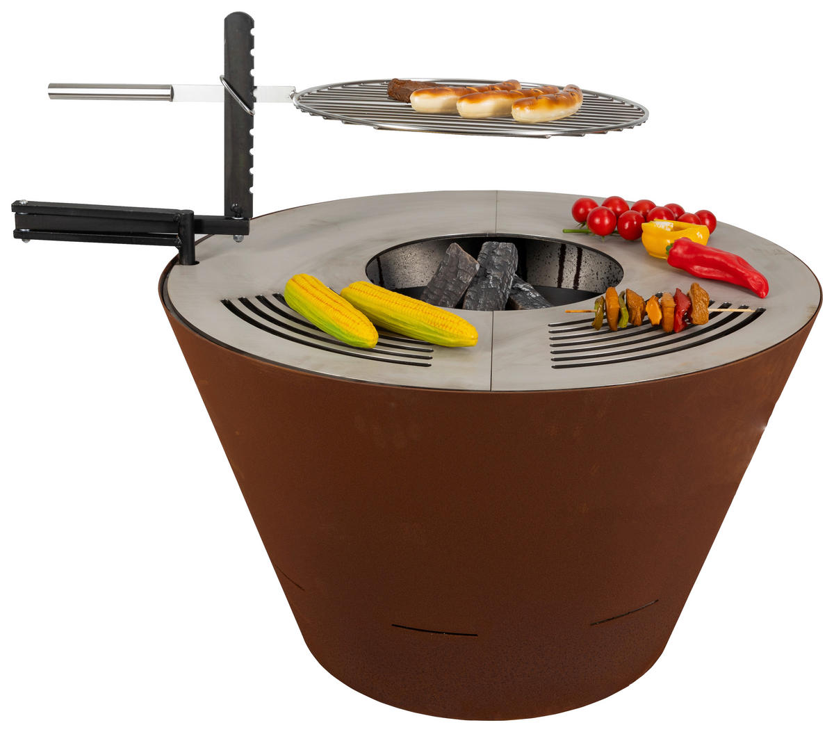 FEUERSCHALE  - Edelstahlfarben/Rostfarben, Design, Metall (80/80/48cm) - Nouvel