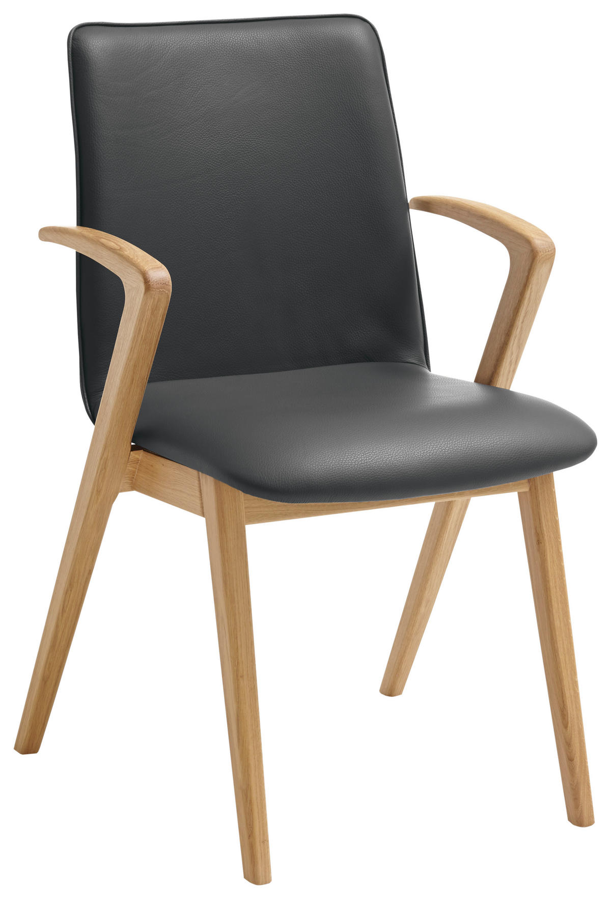 ARMLEHNSTUHL  in Echtleder pigmentiert  - Eichefarben/Anthrazit, Basics, Leder/Holz (54/86/62cm) - Venjakob