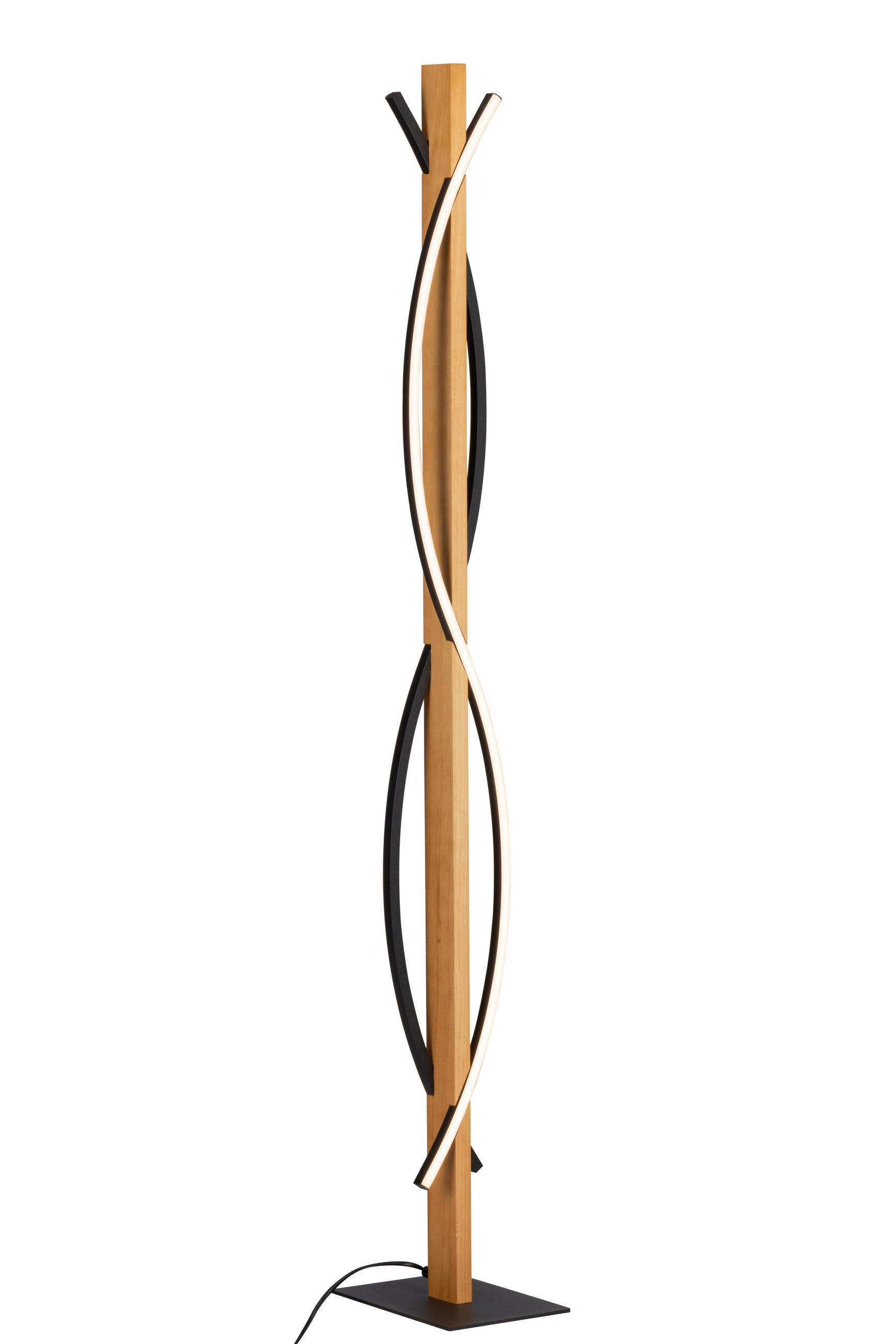 LED-STEHLEUCHTE Zhang 22/130/16 cm   - Schwarz/Kieferfarben, Design, Holz/Kunststoff (22/130/16cm) - Novel
