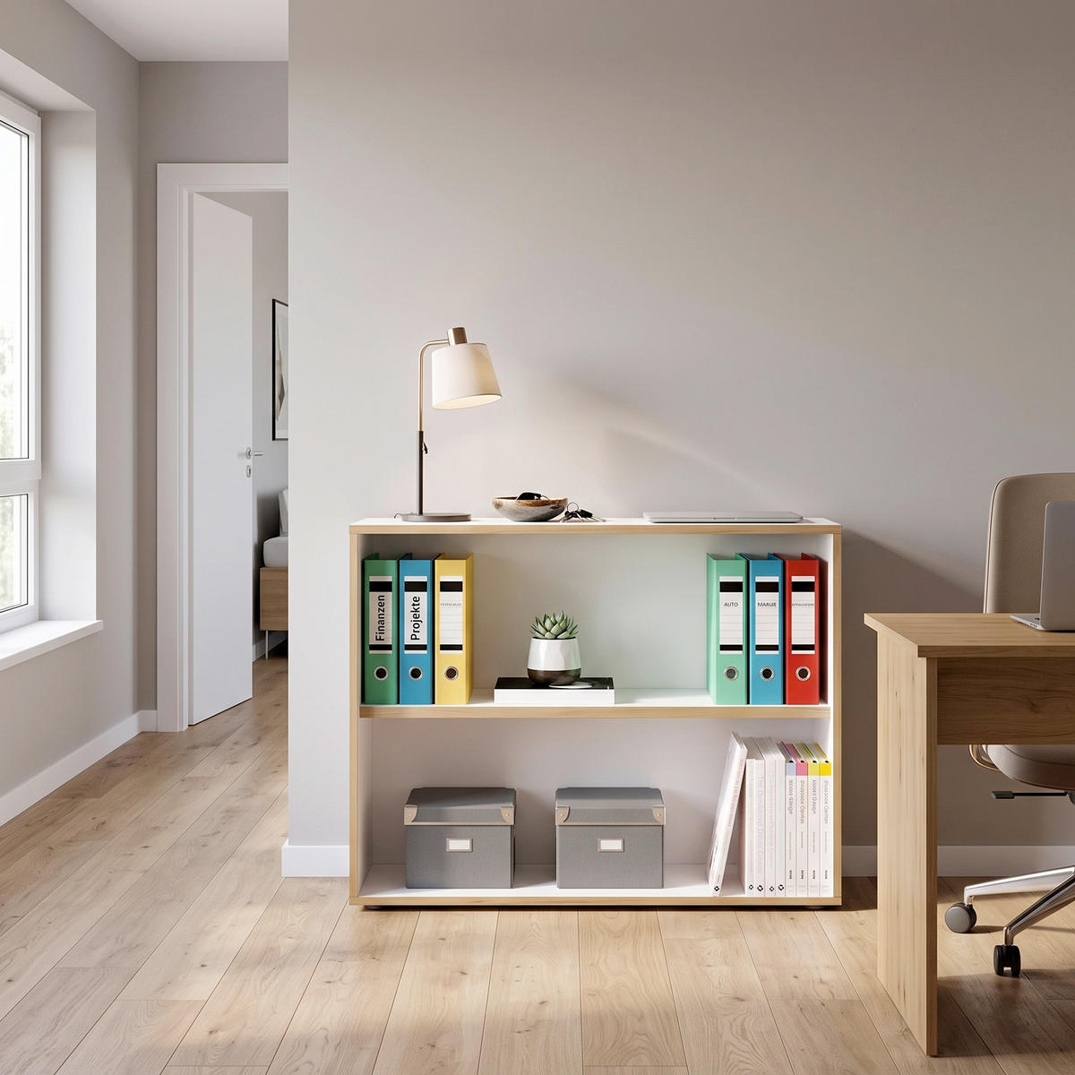 IRATTARTÓ POLC - fekete/méztölgy színű, Design, műanyag/faalapú anyag (100/74/33cm) - P & B