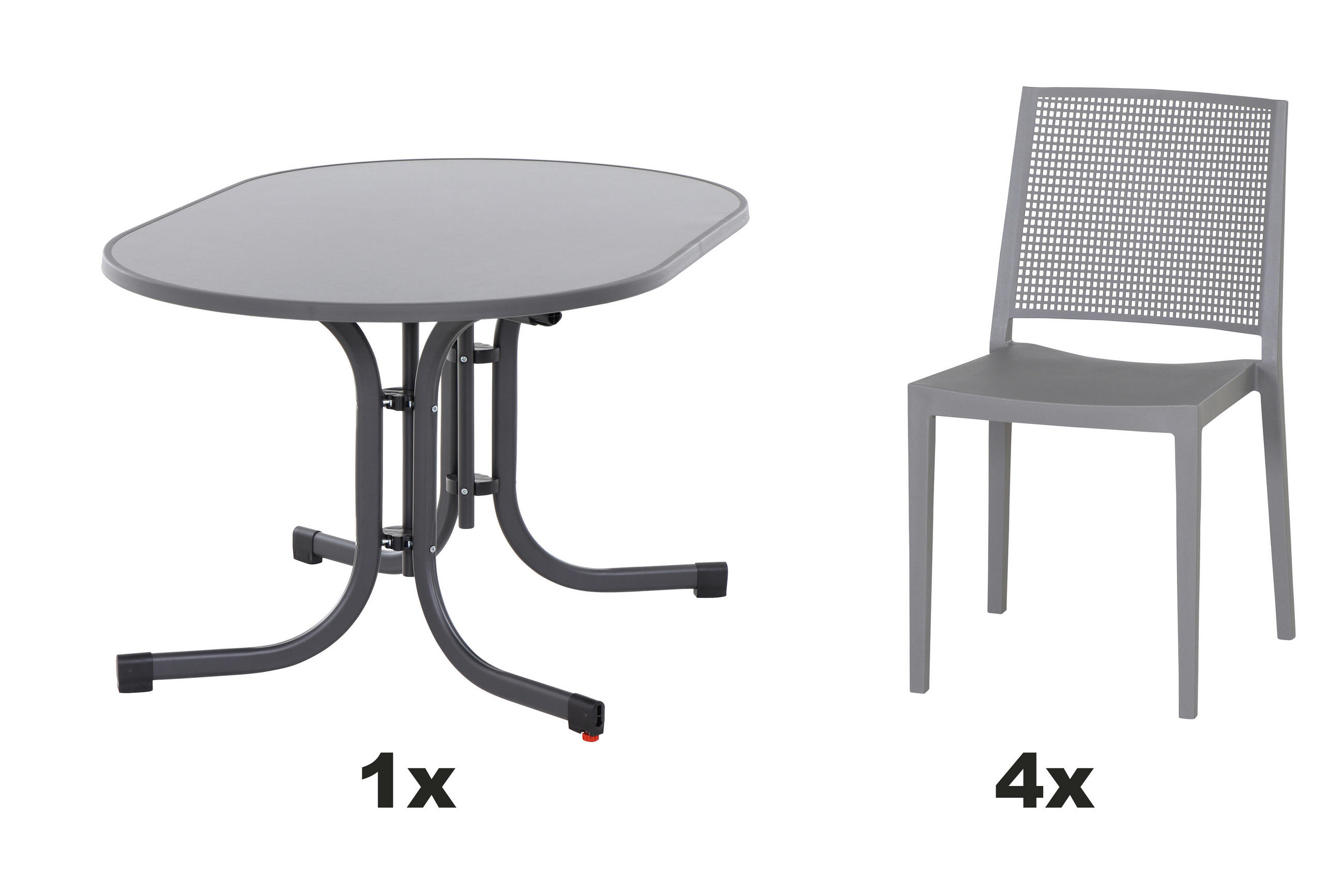 GARTENGARNITUR 5-teilig  - Grau, Basics, Holzwerkstoff/Kunststoff (90/80/138cm) - Siena Garden