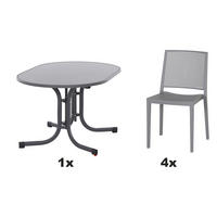 GARTENGARNITUR 5-teilig  - Grau, Basics, Holzwerkstoff/Kunststoff (90/80/138cm) - Siena Garden