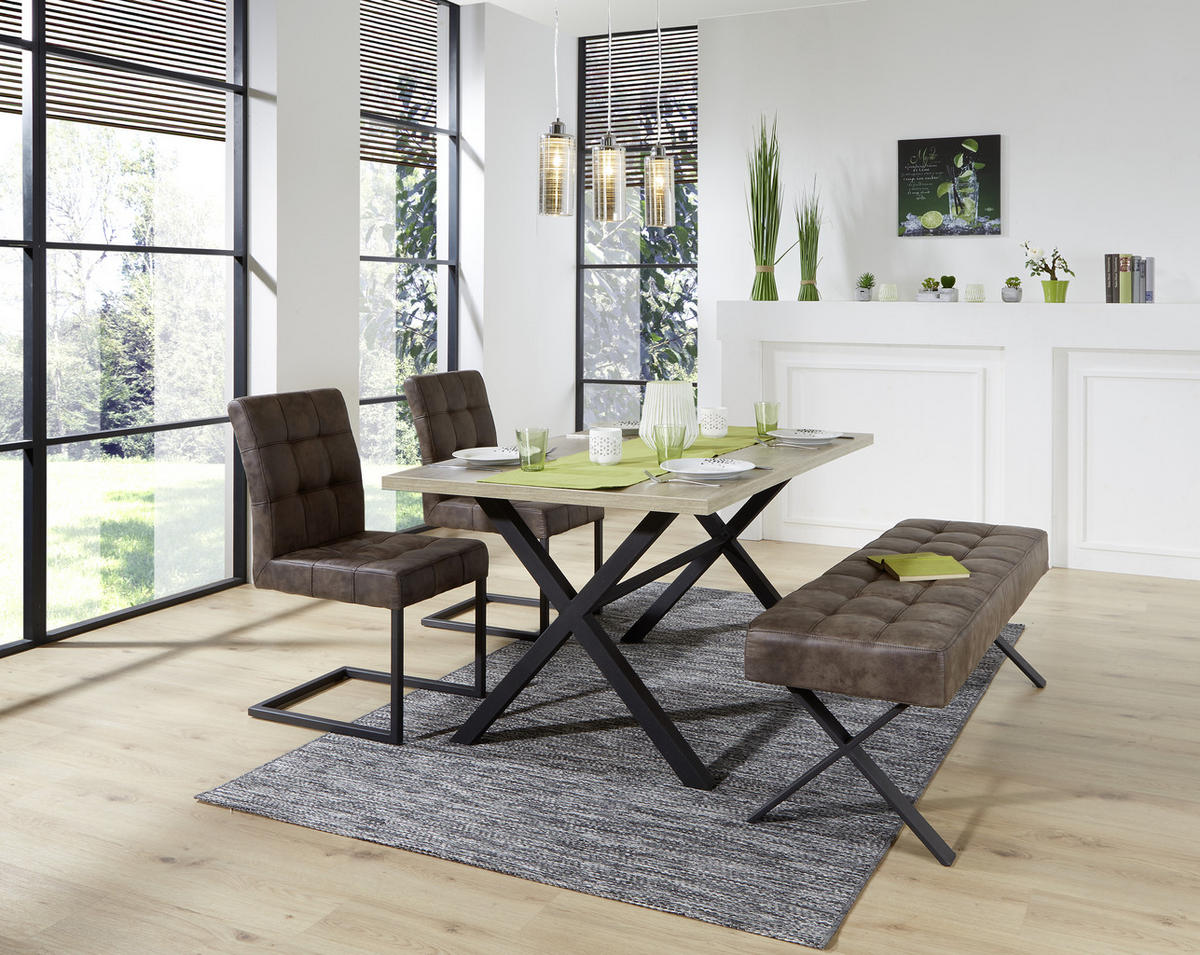 ESSTISCH rechteckig Wildeiche  - Wildeiche/Anthrazit, Trend, Holzwerkstoff/Metall (140/90/75cm) - Carryhome