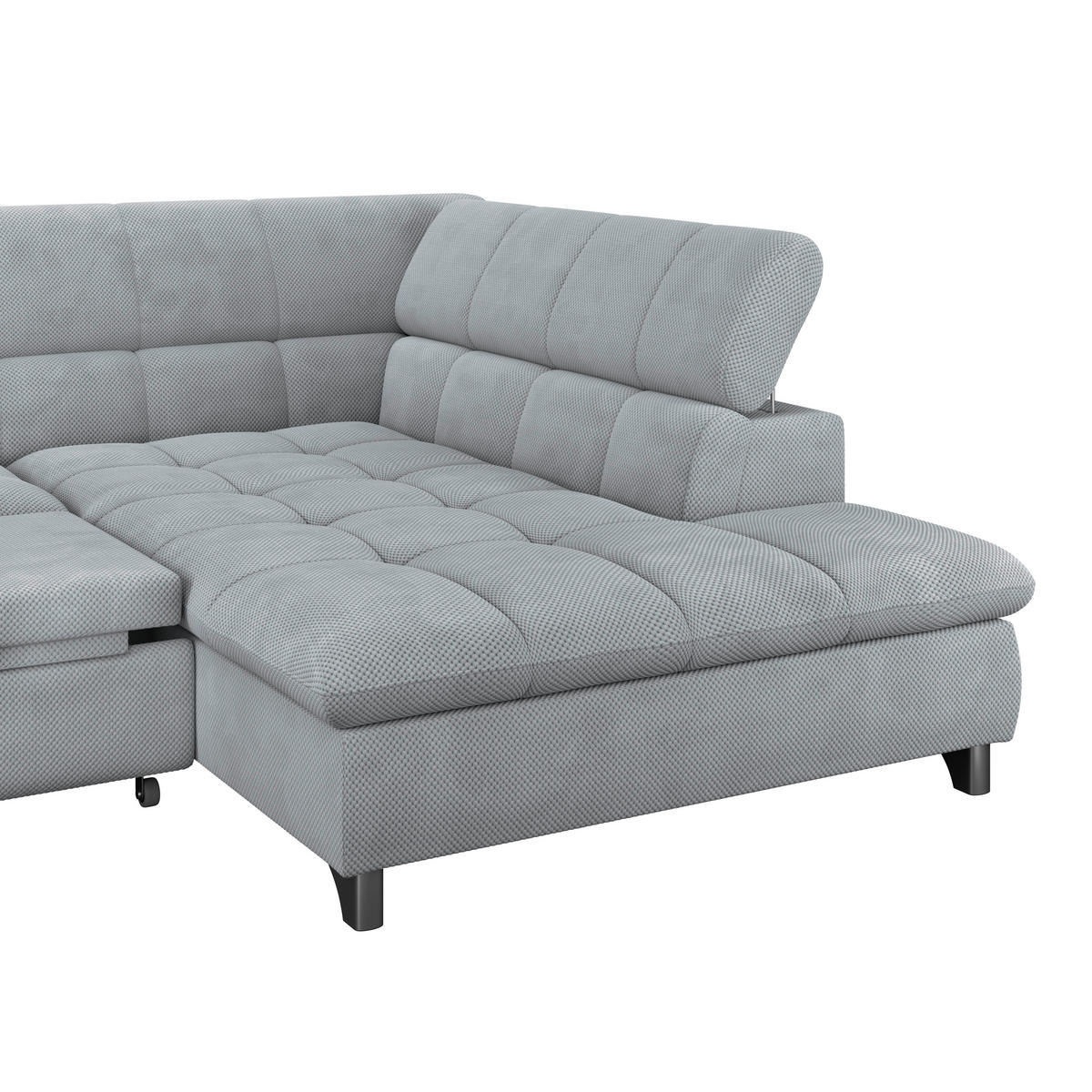 ECKSOFA Grau Chenille  - Chromfarben/Grau, KONVENTIONELL, Textil/Metall (312/234cm) - Livetastic