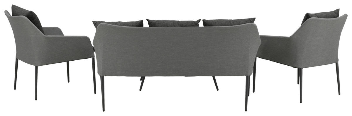LOUNGEGARNITUR   Aluminium  - Schwarz/Grau, KONVENTIONELL, Textil/Metall - Gardenson
