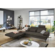 ECKSOFA in Echtleder Graubraun  180/310 cm  - Graubraun/Schwarz, Design, Leder/Metall (180/310cm) - Dieter Knoll