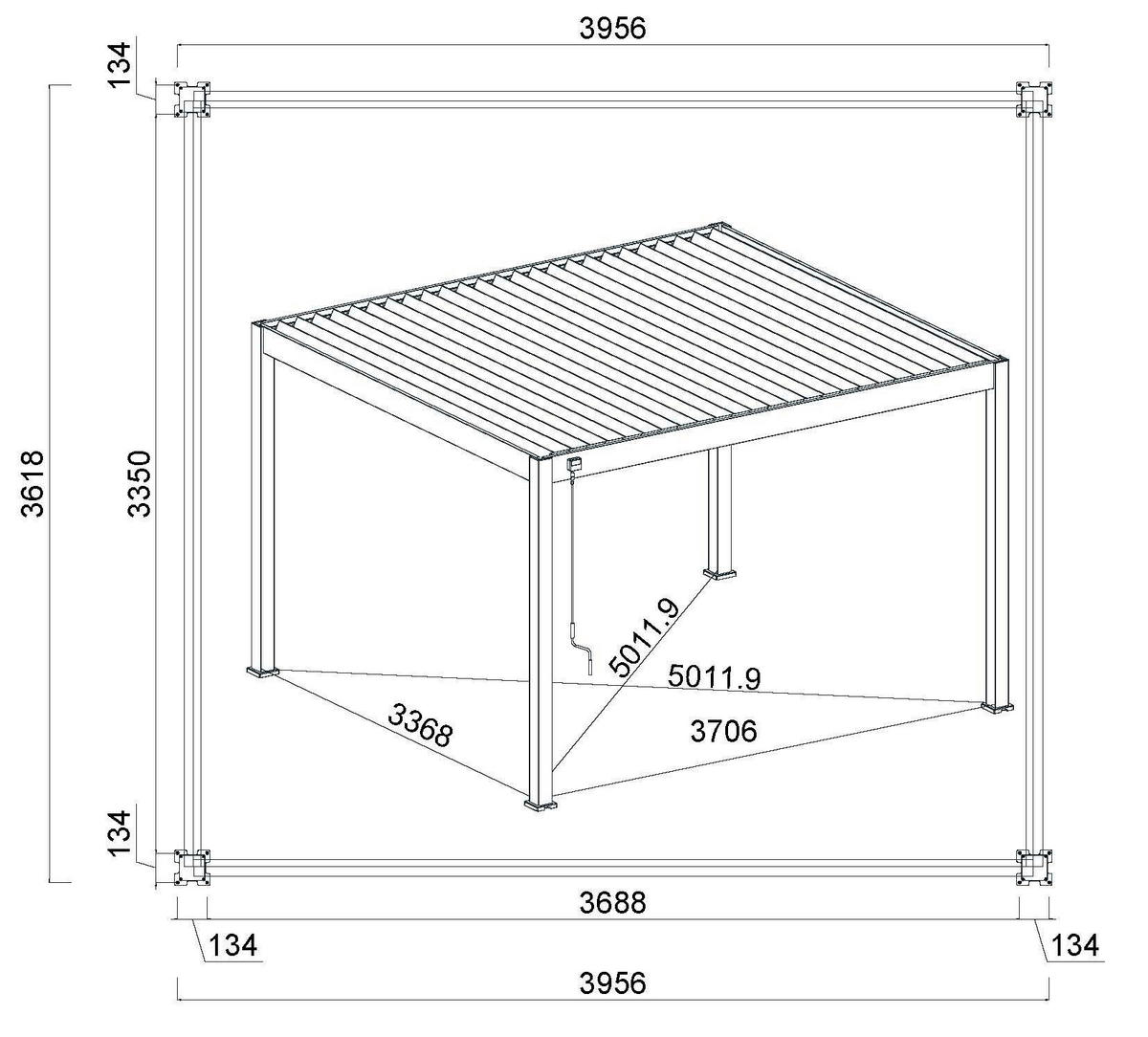 PERGOLA - Anthrazit, Basics, Metall (360/255/400cm) - Gardenson