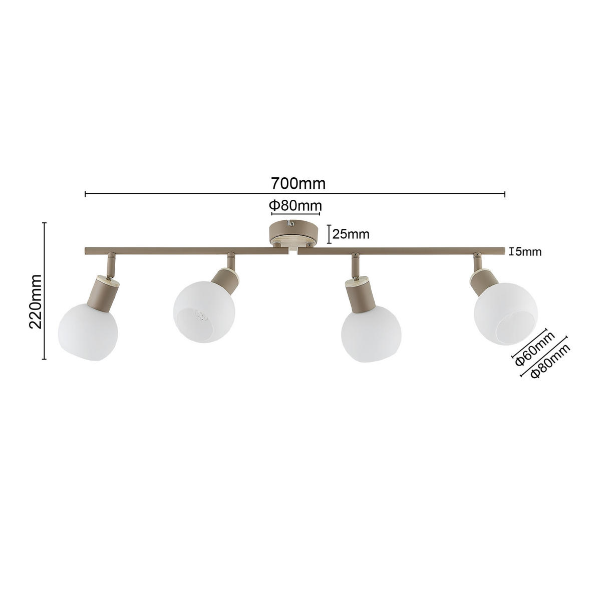 STRAHLER Merope 70/10/18 cm  - Sandfarben/Eschefarben, Basics, Glas/Metall (70/10/18cm) - Novel