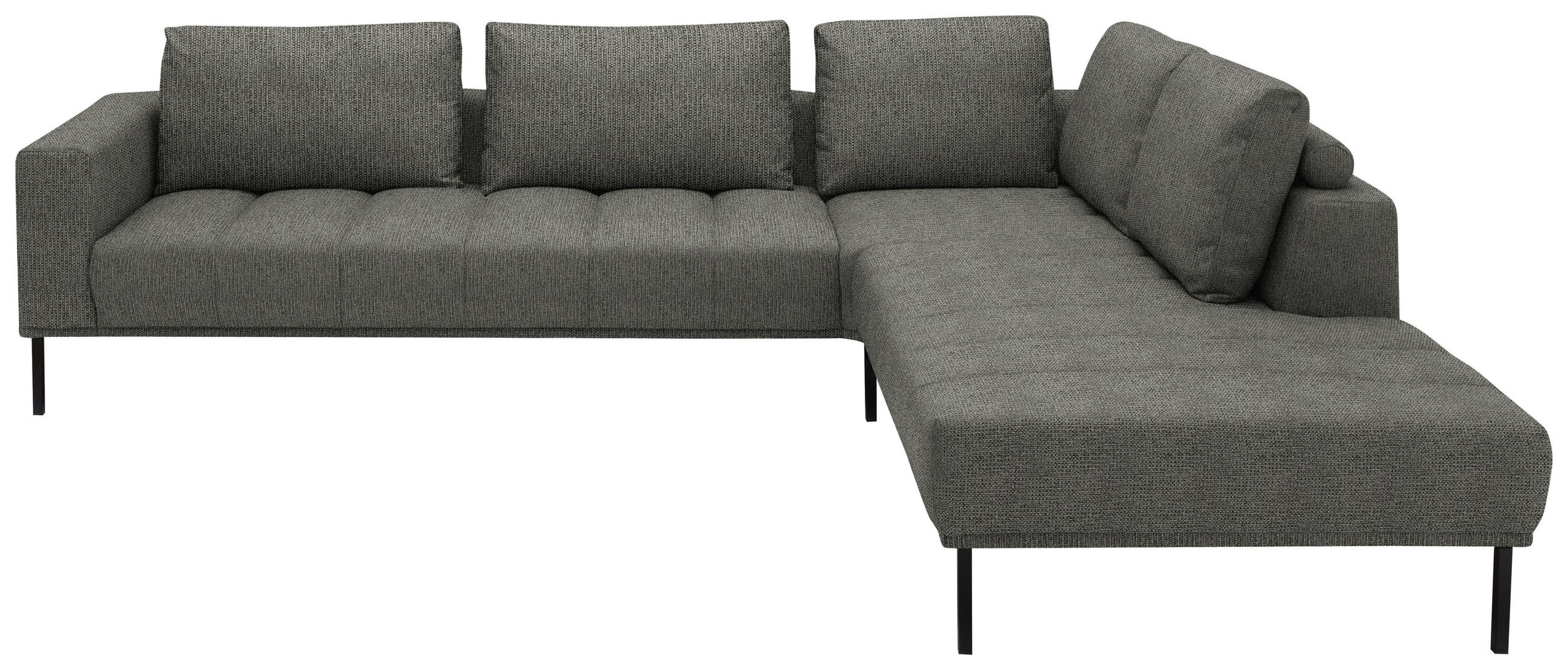 ECKSOFA  in Flachgewebe Graubraun  308/270 cm  - Graubraun/Schwarz, Design, Textil/Metall (308/270cm) - Pure Home Lifestyle