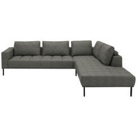 ECKSOFA  in Flachgewebe Graubraun  308/270 cm  - Graubraun/Schwarz, Design, Textil/Metall (308/270cm) - Pure Home Lifestyle