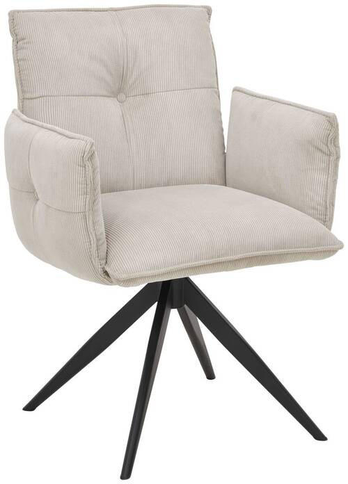 ARMLEHNSTUHL in Eisen Cord - Beige/Schwarz, Design, Textil/Metall (63,5/85/63,5cm) - Novel
