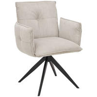 ARMLEHNSTUHL  in Eisen Cord  - Beige/Schwarz, Design, Textil/Metall (63,5/85/63,5cm) - Novel
