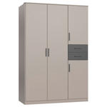 DREHTÜRENSCHRANK  in Graphitfarben, Grau, Sahara  - Schwarz/Graphitfarben, Design, Holzwerkstoff (135/198/58cm) - Carryhome