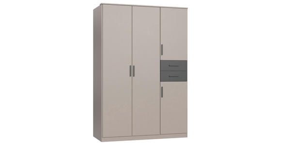DREHTÜRENSCHRANK  in Graphitfarben, Grau, Sahara  - Schwarz/Graphitfarben, Design, Holzwerkstoff (135/198/58cm) - Carryhome
