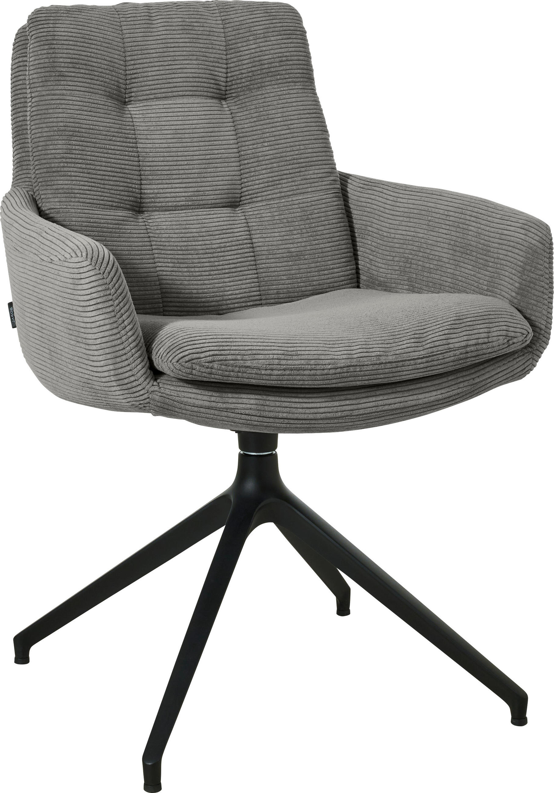 ARMLEHNSTUHL  Stoffauswahl, Typenauswahl, Sitzfläche 360° drehbar, Gestellauswahl Cord  Grau  - Schwarz/Grau, Design, Textil/Metall (63/90/69cm) - Johann Jakob